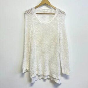 Eileen Fisher White Open Knit Beach Sweater